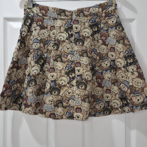 Vtg 90s Y2K Tapestry Teddy Bear Mini Skirt Size M - Picture 6 of 7